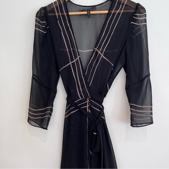 BCBG MaxAzria Sheer Black Wrap Dress - Picture 2 of 4